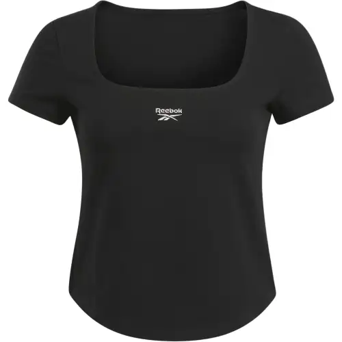Reebok T Shirts Women's Black Square Collar Moderate Straight Fit