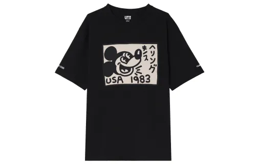 UNIQLO Drop Shoulder Sleeve T Shirt Unisex Black