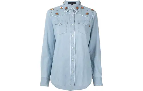 GUCCI Long Sleeved Embellished Yoke Denim Shirt