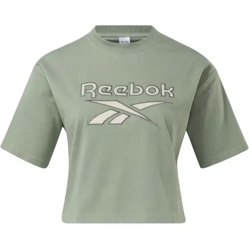 Reebok Drop Shoulder Sleeve T Shirt Women's Harmonious Green