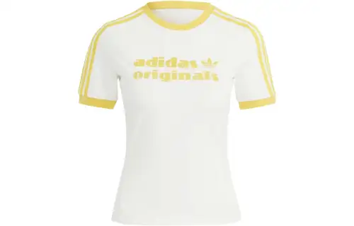 Adidas Originals T Shirts Women's White Crew Neck Moderate Straight Fit