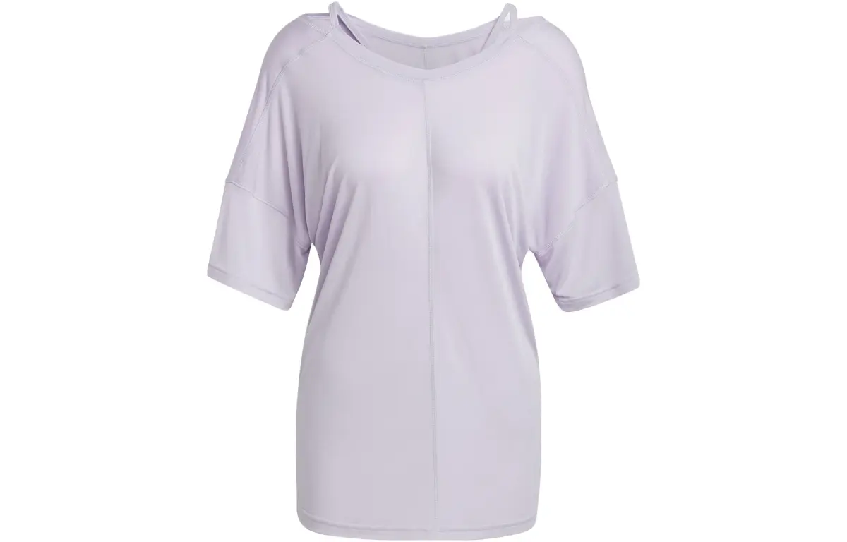 Adidas T-Shirts Women's Purple Crew Neck Moderate Straight Fit