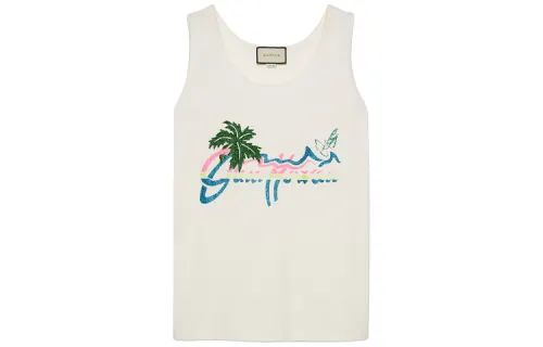 GUCCI Hawaii Printed Tank Top White