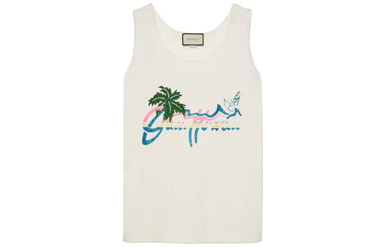 GUCCI Hawaii Printed Tank Top White