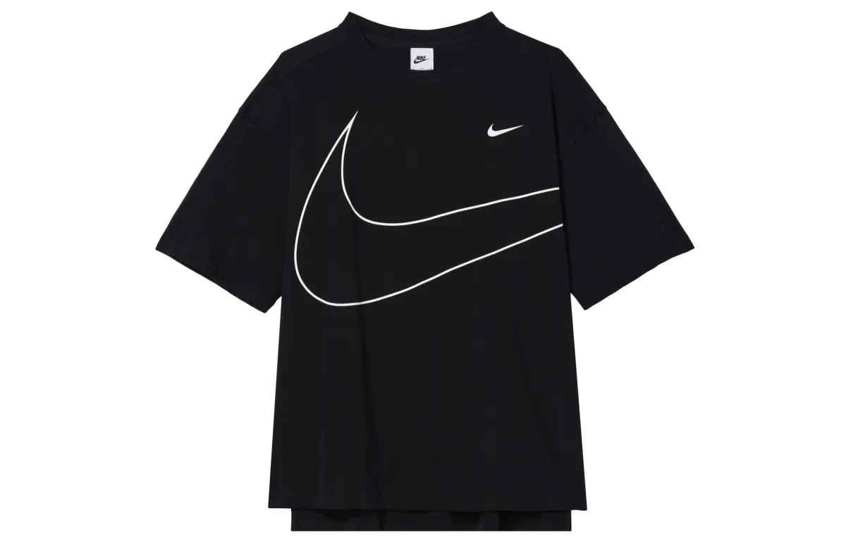 Nike Swoosh Drop Shoulder Sleeve T Shirt Women's Black