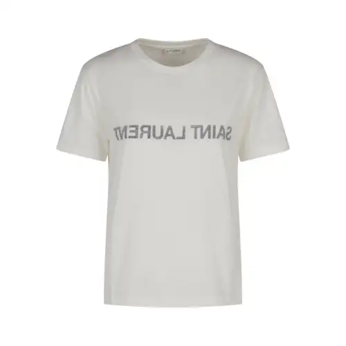 Saint Laurent Reverse Logo Printed Crewneck T-Shirt