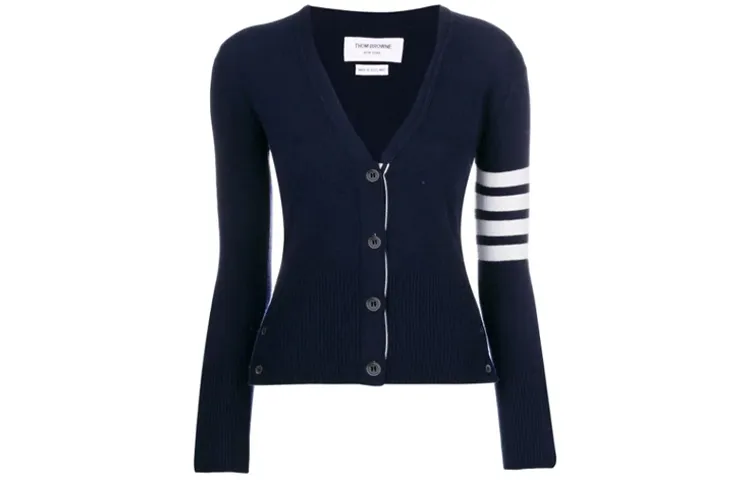 THOM BROWNE 4 Bar V Neck Cardigan