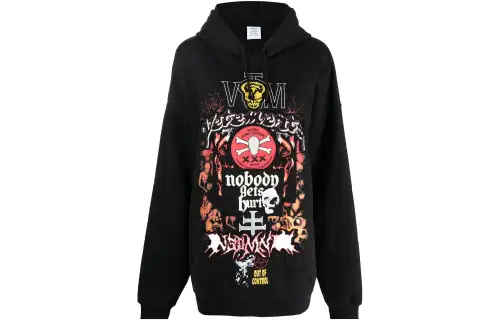 Vetements Metal Patched Logo Hoodie 'Black'