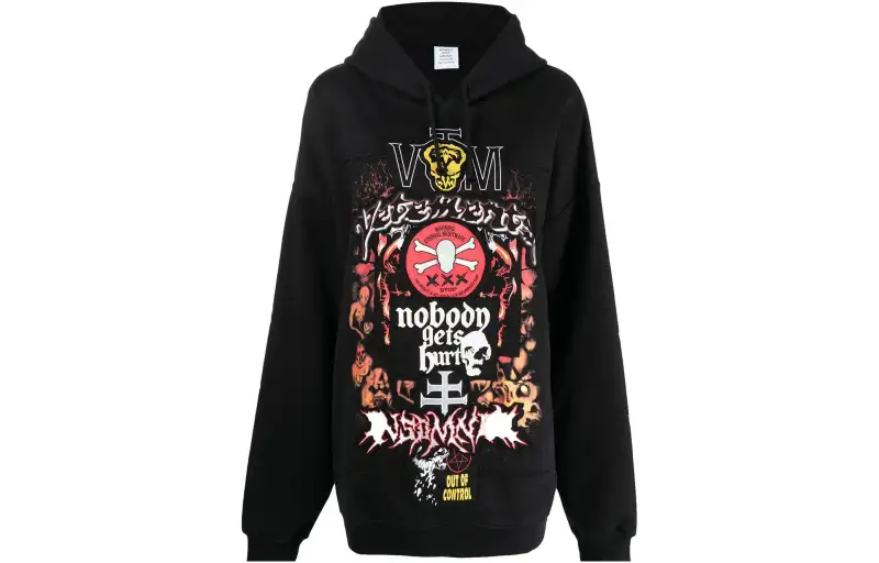 Vetements Metal Patched Logo Hoodie 'Black'