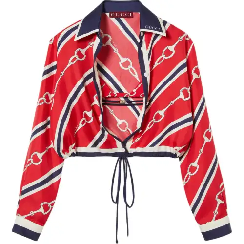 GUCCI Shirts Women's Red Pointed Collar Moderate Other