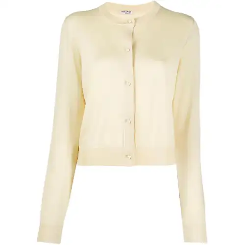 MIU MIU SS21 Fitted Sweater Women's Beige Yellow