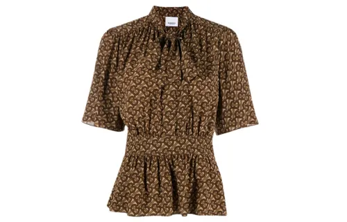 Burberry Shirts Women's Brown Stand Collar Moderate Shirt