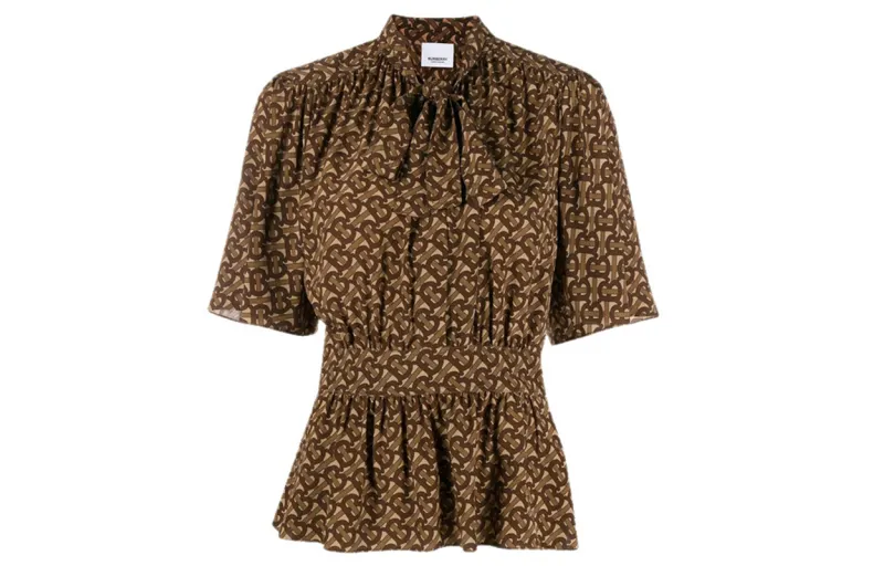 Burberry Shirts Women's Brown Stand Collar Moderate Shirt