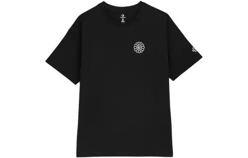 Converse T Shirts Women's Black Crew Neck Moderate Straight Fit