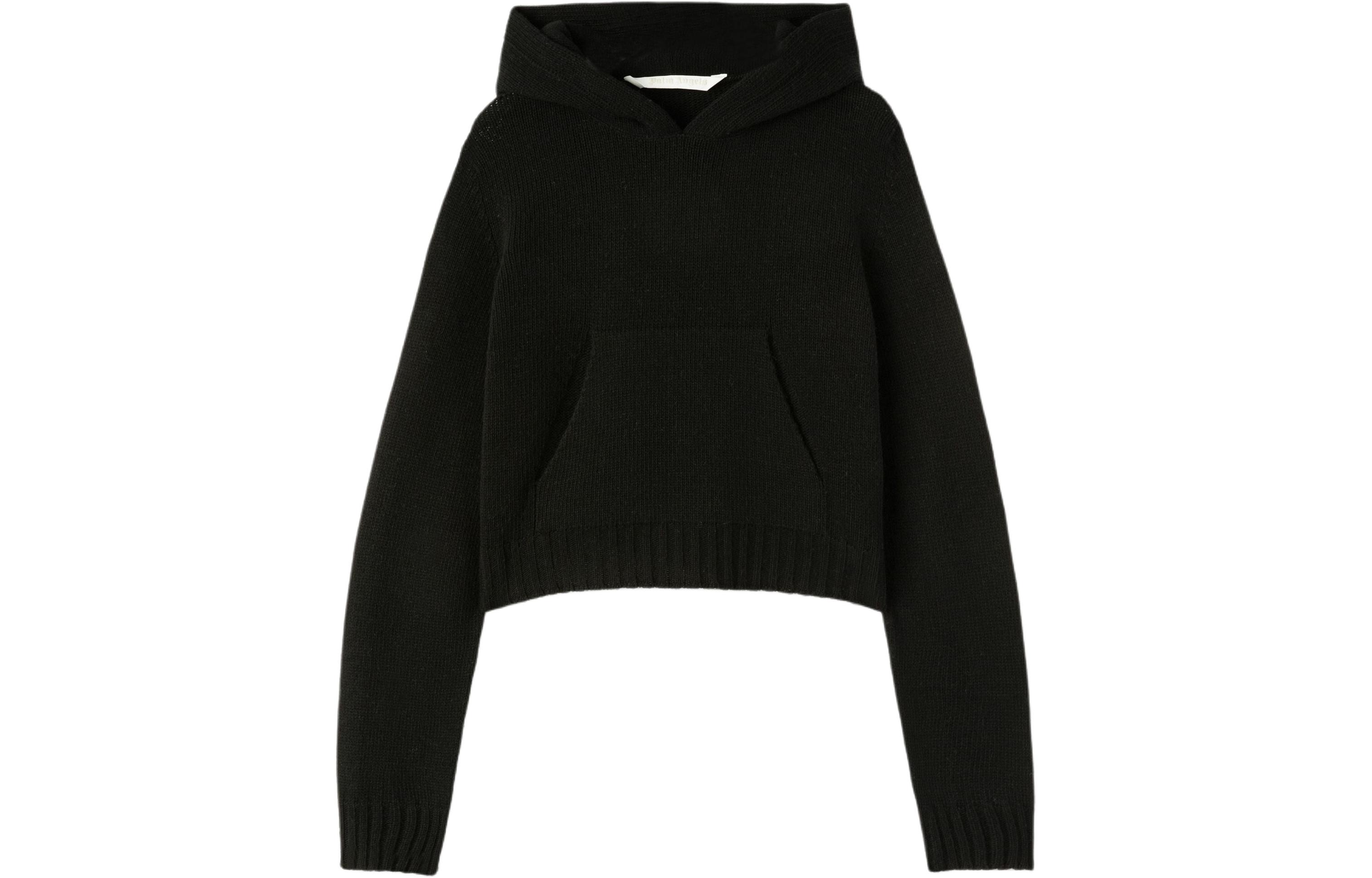 PALM ANGELS Curved logo Wool blend Hoodie