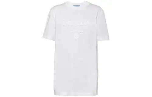 PRADA T Shirts Women's White Crew Neck Moderate Straight Fit