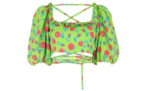 MIU MIU Shirts Women's Green Square Collar Moderate Shirt
