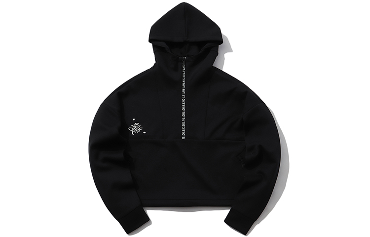 Li Ning Sweatshirts Women's New Standard Black Hooded Moderate Regular
