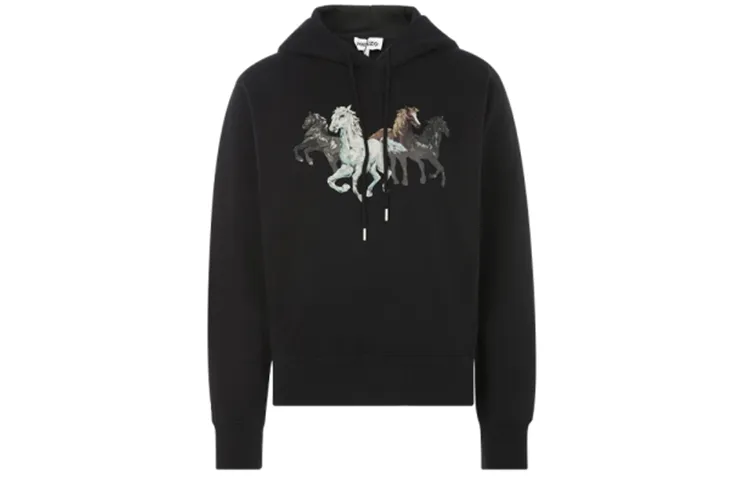 KENZO Sweatshirts Women's Black Hooded Moderate Heavyweight