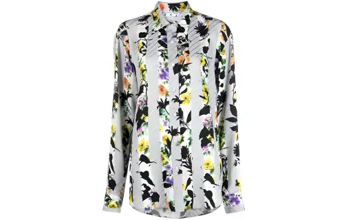 OFF-WHITE floral-print long-sleeve shirt