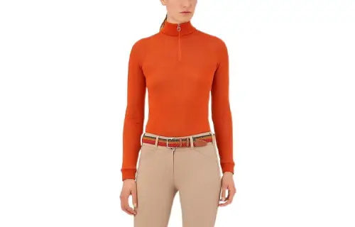 HERMES Knitwear Women's Orange Turtleneck Moderate