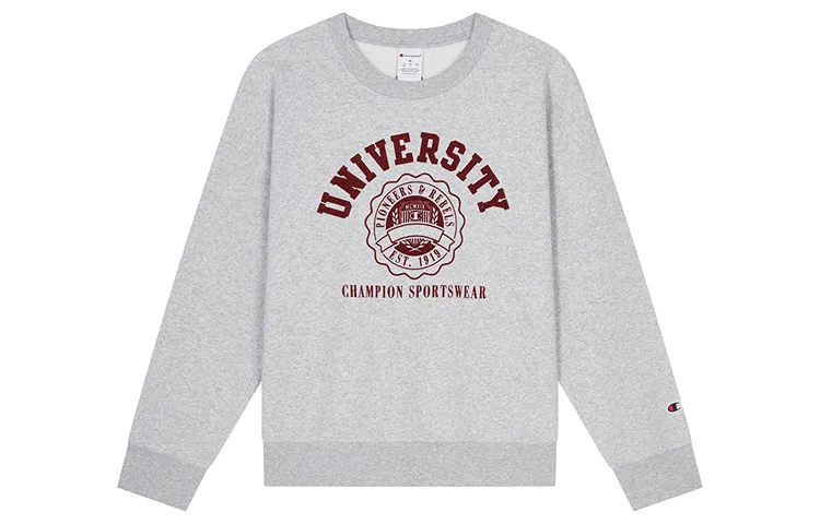 Champion FW24 OG Sport Flock Logo Pattern Vintage Style Casual Versatile Crew Neck Fleece Lined Sweatshirt US Version