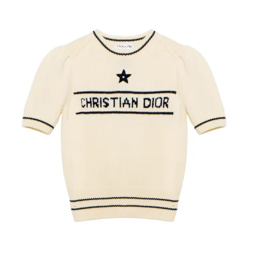 Dior logo-intarsia knitted top