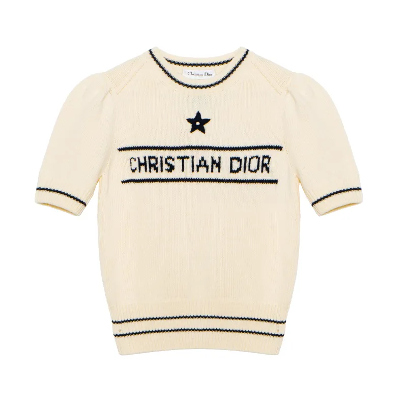 Dior logo-intarsia knitted top