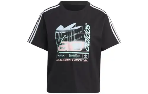 Adidas Originals T Shirts Women's Black Crew Neck Moderate Straight Fit