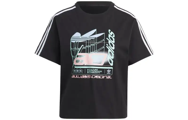 Adidas Originals T Shirts Women's Black Crew Neck Moderate Straight Fit