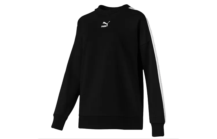 PUMA Sweatshirts Women's Black Crew Neck Moderate Regular