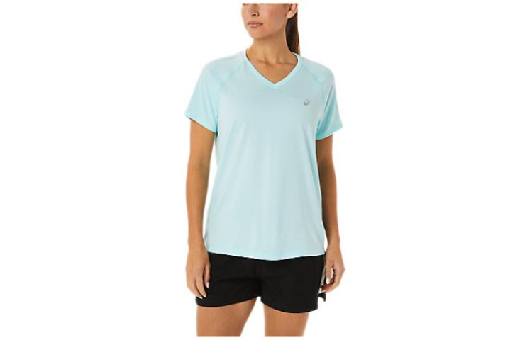 Asics Ready Set Lyte V Neck T Shirt Women's Light Blue
