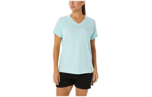 Asics Ready Set Lyte V Neck T Shirt Women's Light Blue