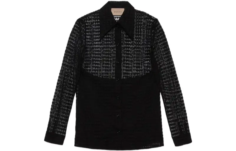 GUCCI Long Sleeve Lace Shirt Black
