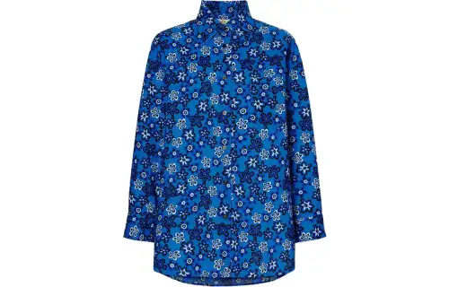 UNIQLO X Marni Women's Oversized L/S Flower Shirt Blue