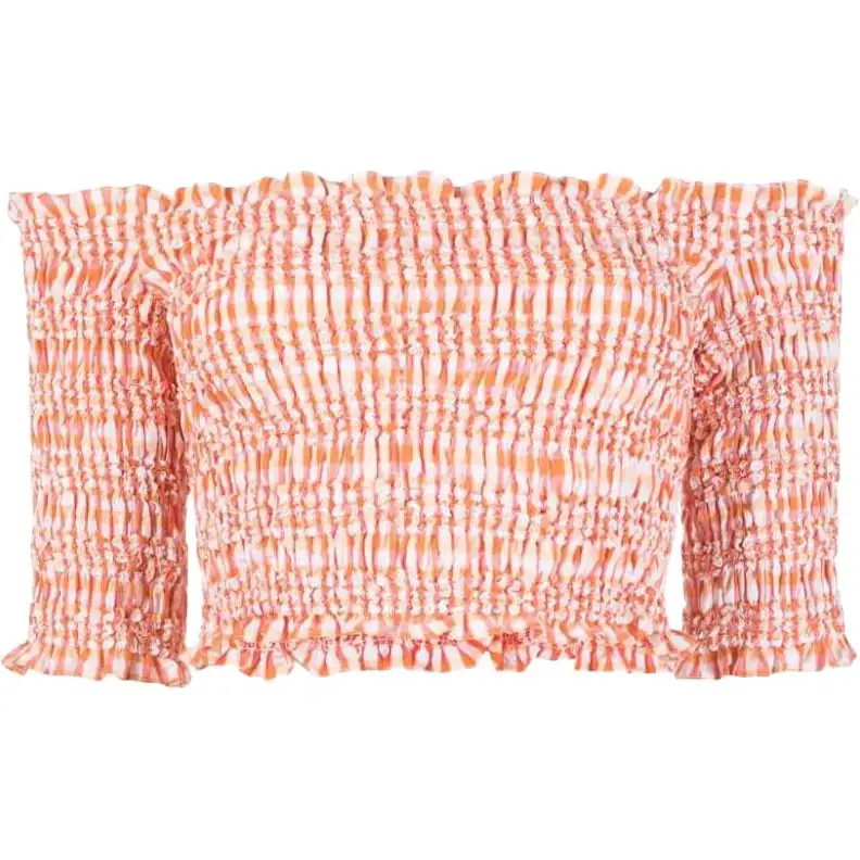KENZO Off Shoulder Smocked Crop Top