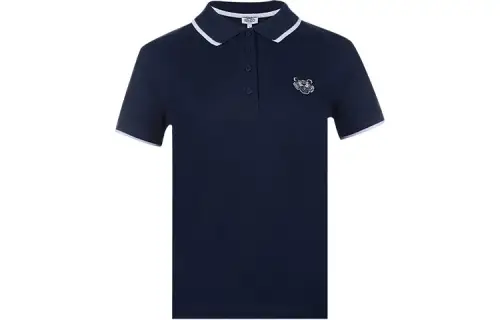 KENZO Polo Shirts Women's Dark Blue Polo Collar Moderate Straight Fit