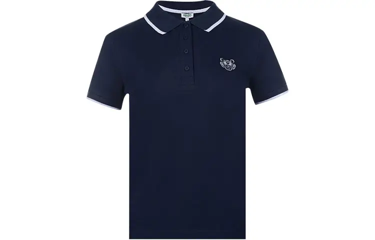 KENZO Polo Shirts Women's Dark Blue Polo Collar Moderate Straight Fit
