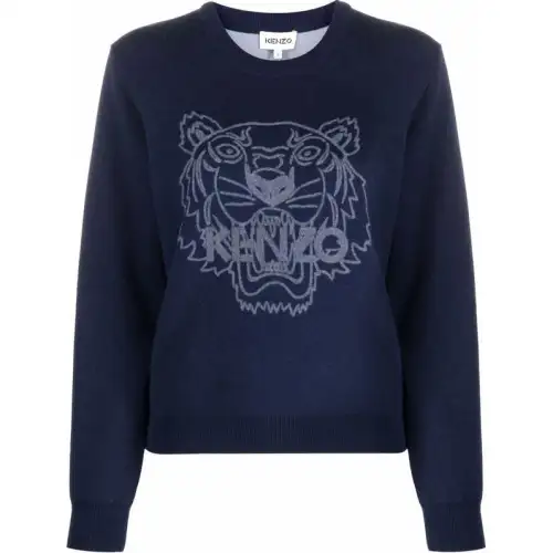 KENZO Sweatshirts Women's Dark Blue Crew Neck Moderate Regular