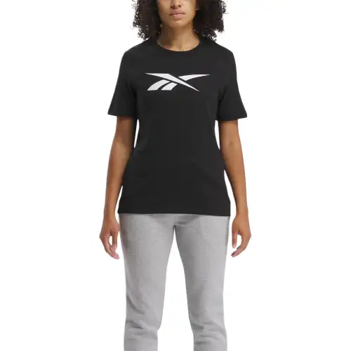 Reebok T Shirts Women's Black Crew Neck Moderate Straight Fit
