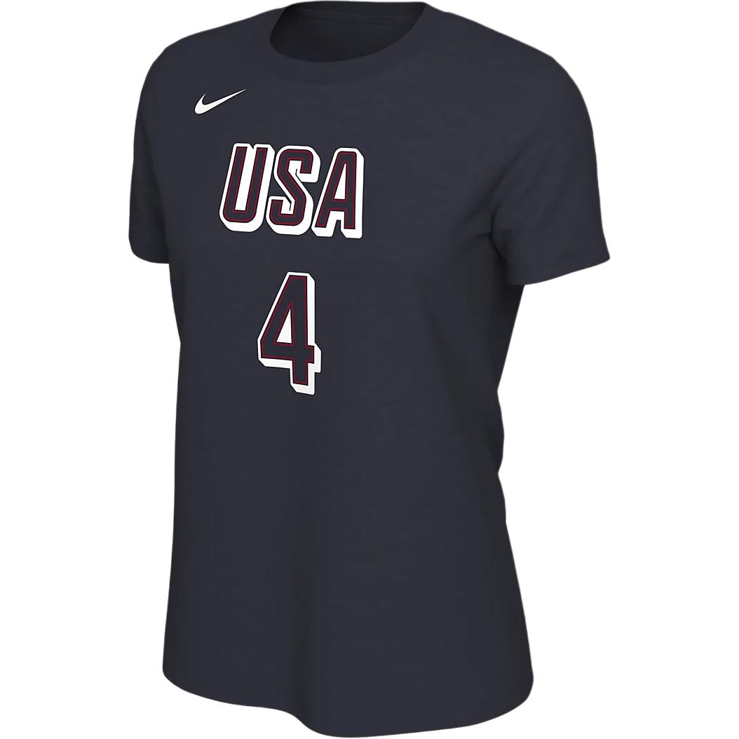Nike USA Basketball Team Olympic Series Stephen Curry USA Alphanumeric Print Comfortable Casual Round Neck Basketball Short Sleeve Regular T-Shirt Women's University Navy