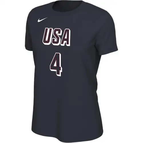 Nike USA Basketball Team Olympic Series Stephen Curry USA Alphanumeric Print Comfortable Casual Round Neck Basketball Short Sleeve Regular T-Shirt Women's University Navy
