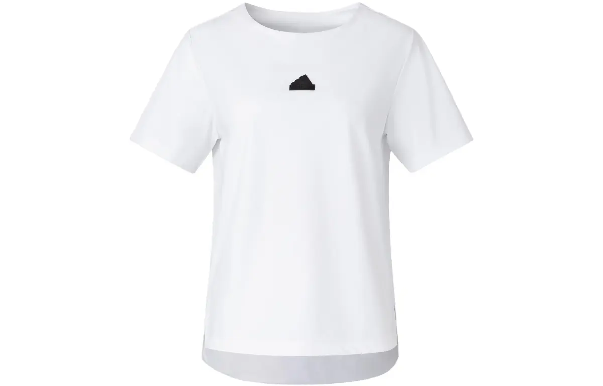 Adidas T-Shirts Women's White Crew Neck Moderate Straight Fit