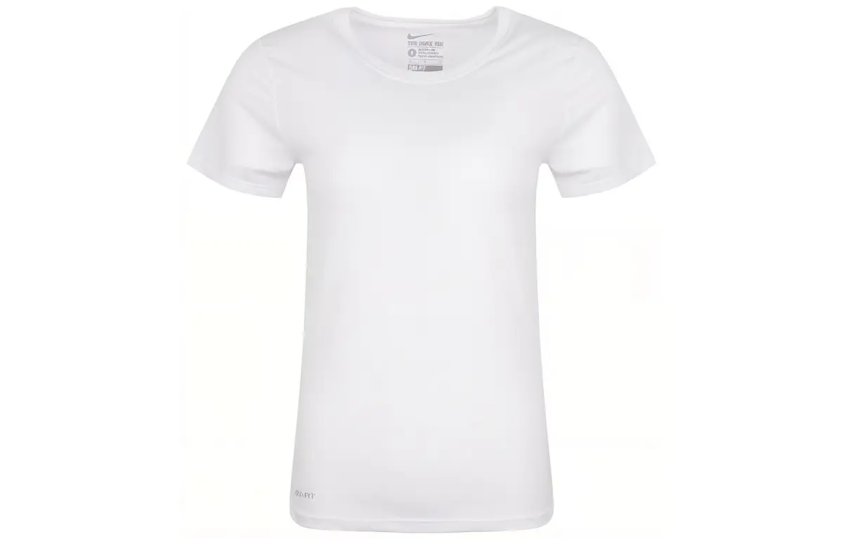 Nike T-Shirts Women's White Crew Neck Moderate Straight Fit