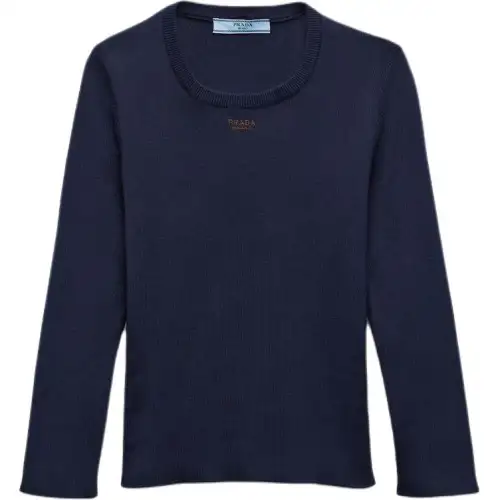 PRADA Logo embroidered Cotton Knitted Top