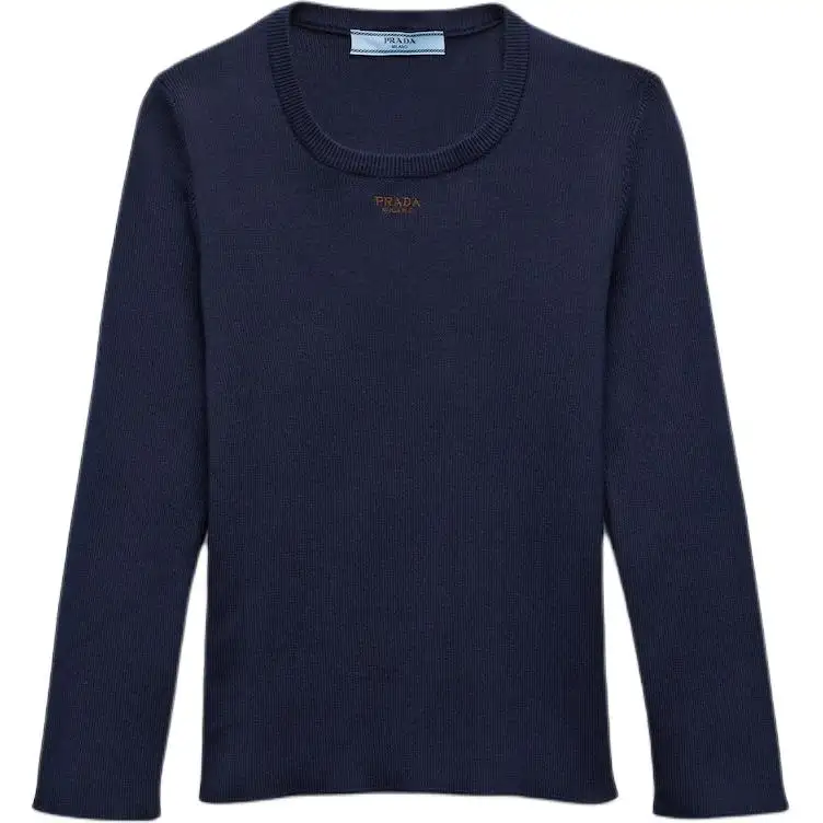 PRADA Logo embroidered Cotton Knitted Top