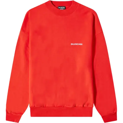 Balenciaga Back Logo Oversized Crewneck Bright Red/White