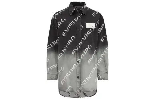EVISU Shirts Women's Black Pointed Collar Moderate Shirt