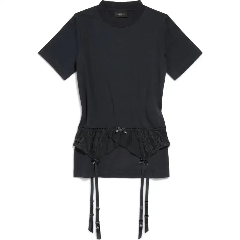 Balenciaga Lingerie Detailed Crewneck T shirt