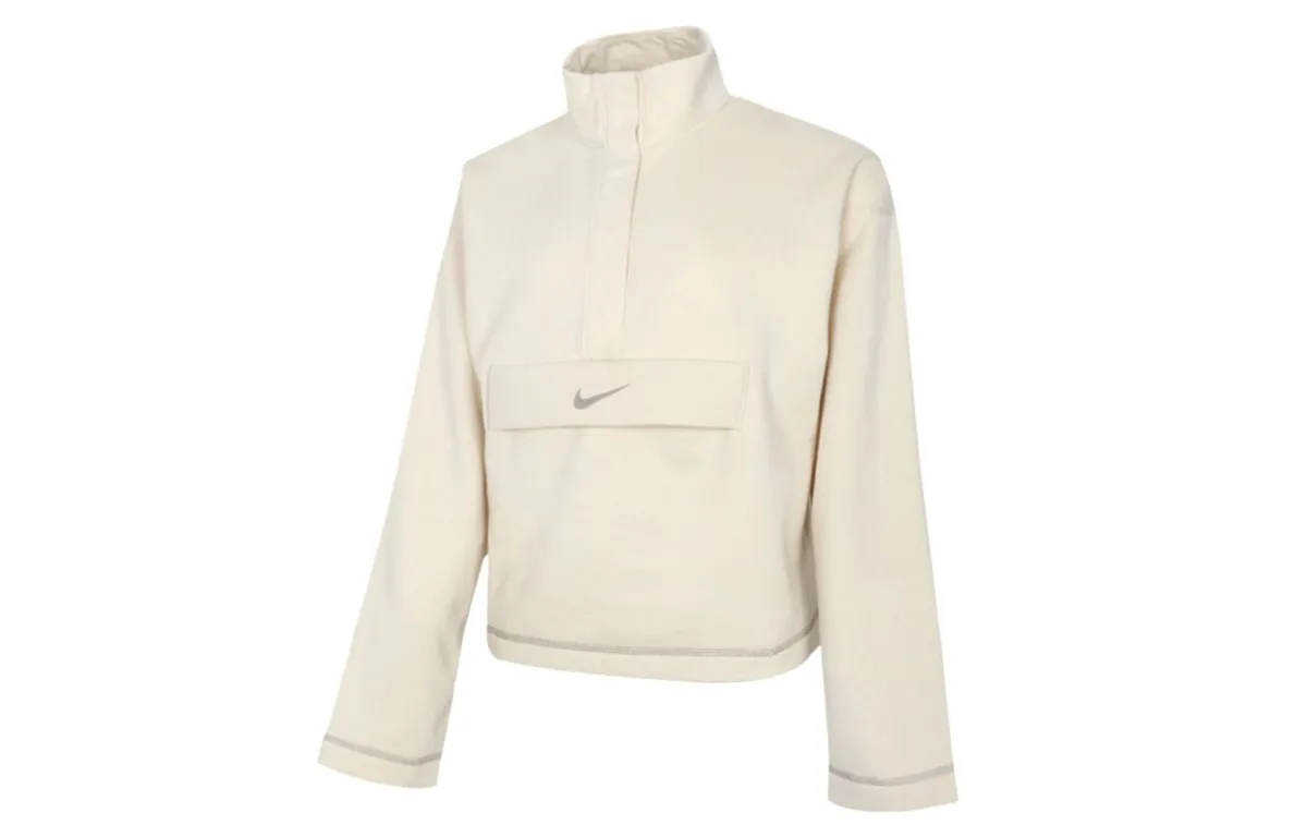 Nike Sweatshirts Women's Ivory Stand Collar Moderate Regular